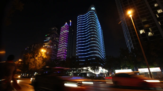 Neonflex architectural lighting on Rostamani Tower