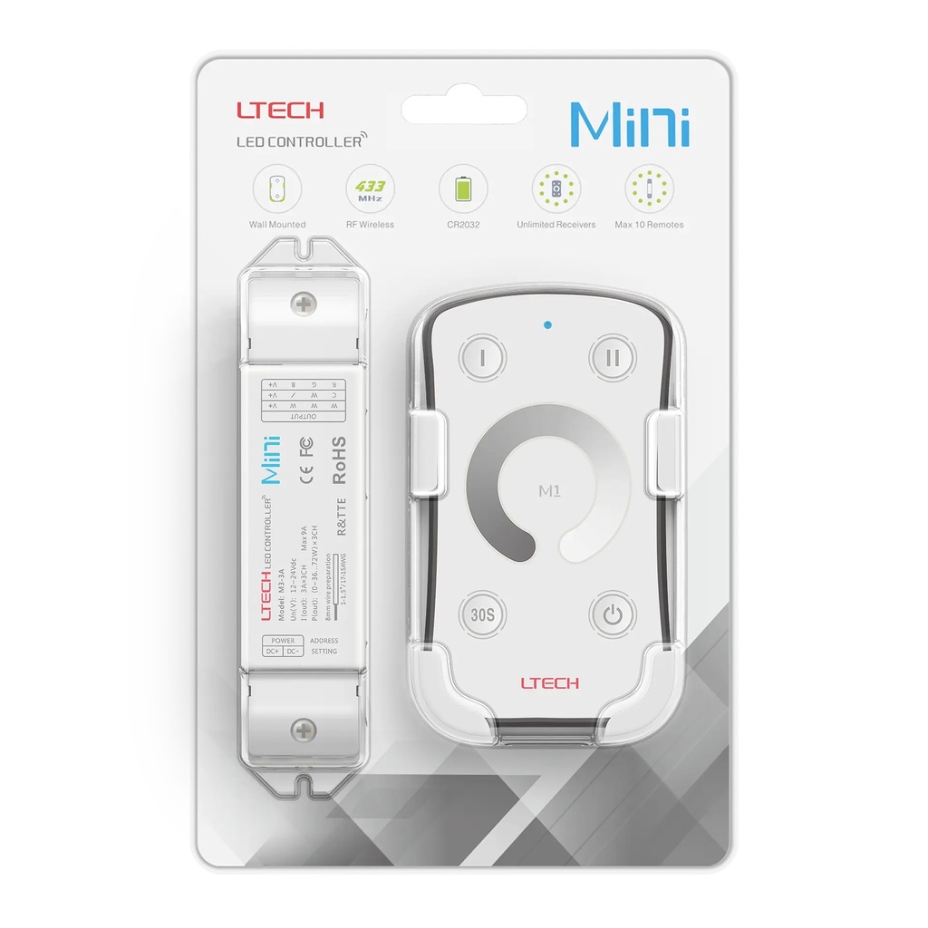 LTECH Mini RF remote + receiver CV 3x3A - M1+M3-3A - 3A&M1