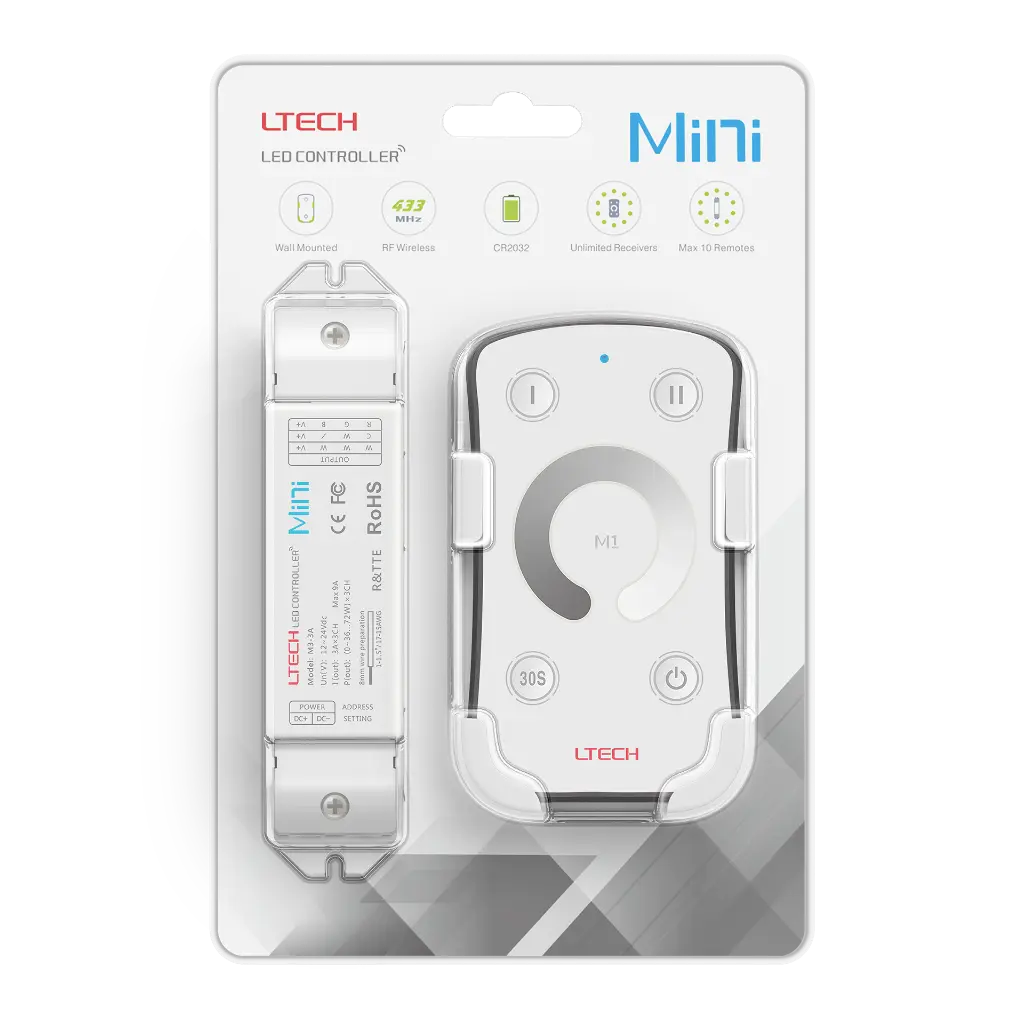 LTECH Mini RF remote + receiver CV 3x3A - M1+M3-3A - 3A&M1