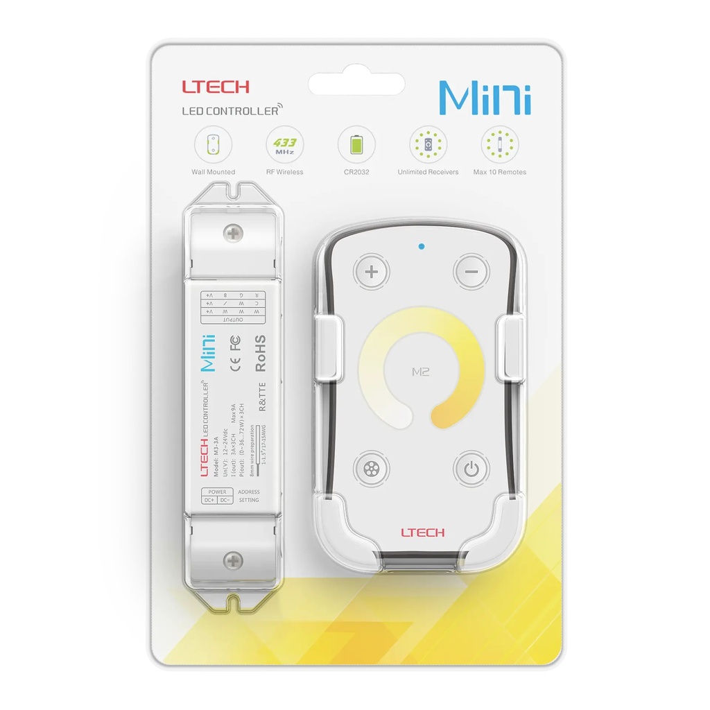 LTECH Mini RF remote + receiver CV 3x3A CT - M2+M3-3A - 3A&M2
