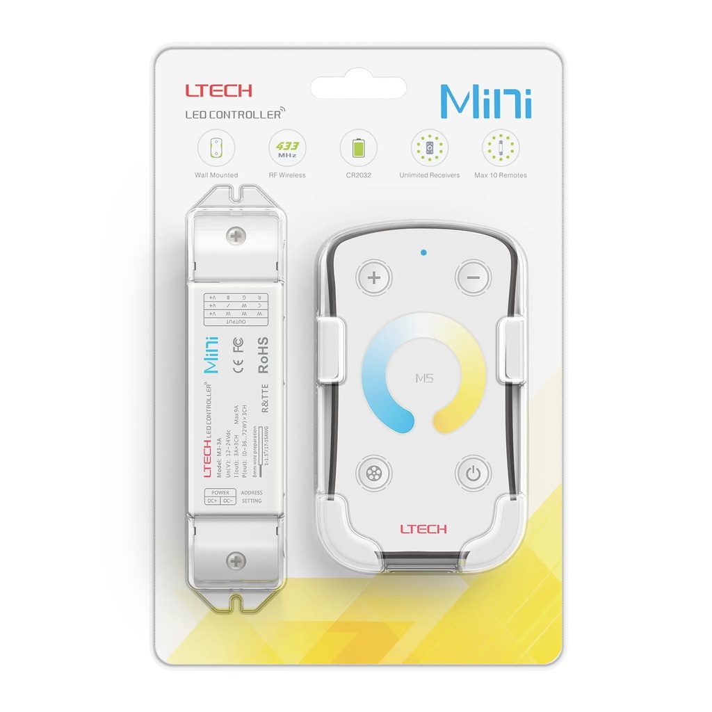 LTECH Mini RF remote + receiver CV 3x3A CT - M5+M3-3A - 3A&M5