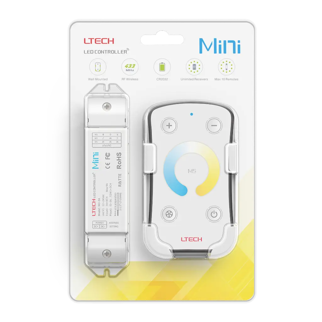 LTECH Mini RF remote + receiver CV 3x3A CT - M5+M3-3A - 3A&M5