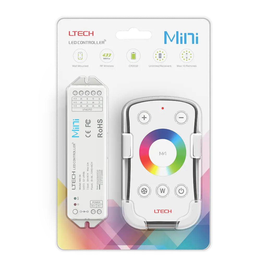 LTECH Mini RF remote + receiver CV 4x3A RGBW - M4+M4-3A - 3A&M4