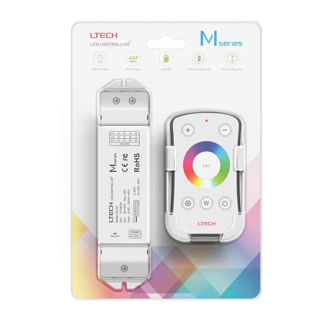 LTECH Mini RF remote + receiver CV 4x5A RGBW - M4+M4-5A - 5A&M4
