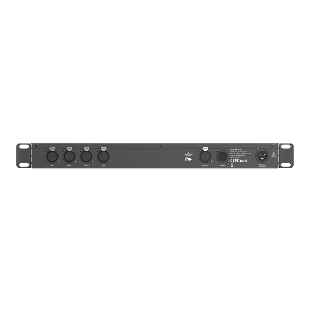 LTECH DMX/RDM 4CH Signal Amplifier 5-pin XLR - RDM-AMP-4E - 正视图