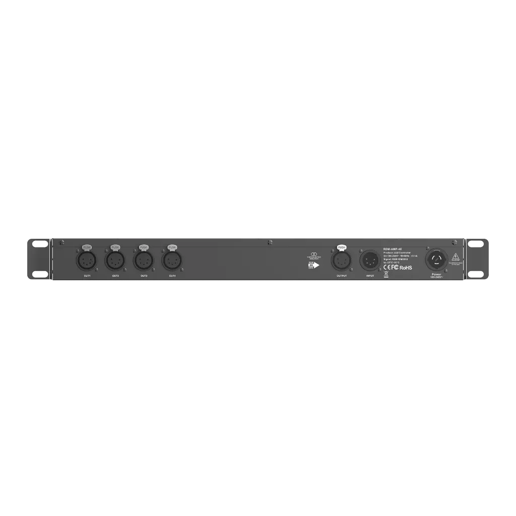 LTECH DMX/RDM 4CH Signal Amplifier 5-pin XLR - RDM-AMP-4E - 正视图