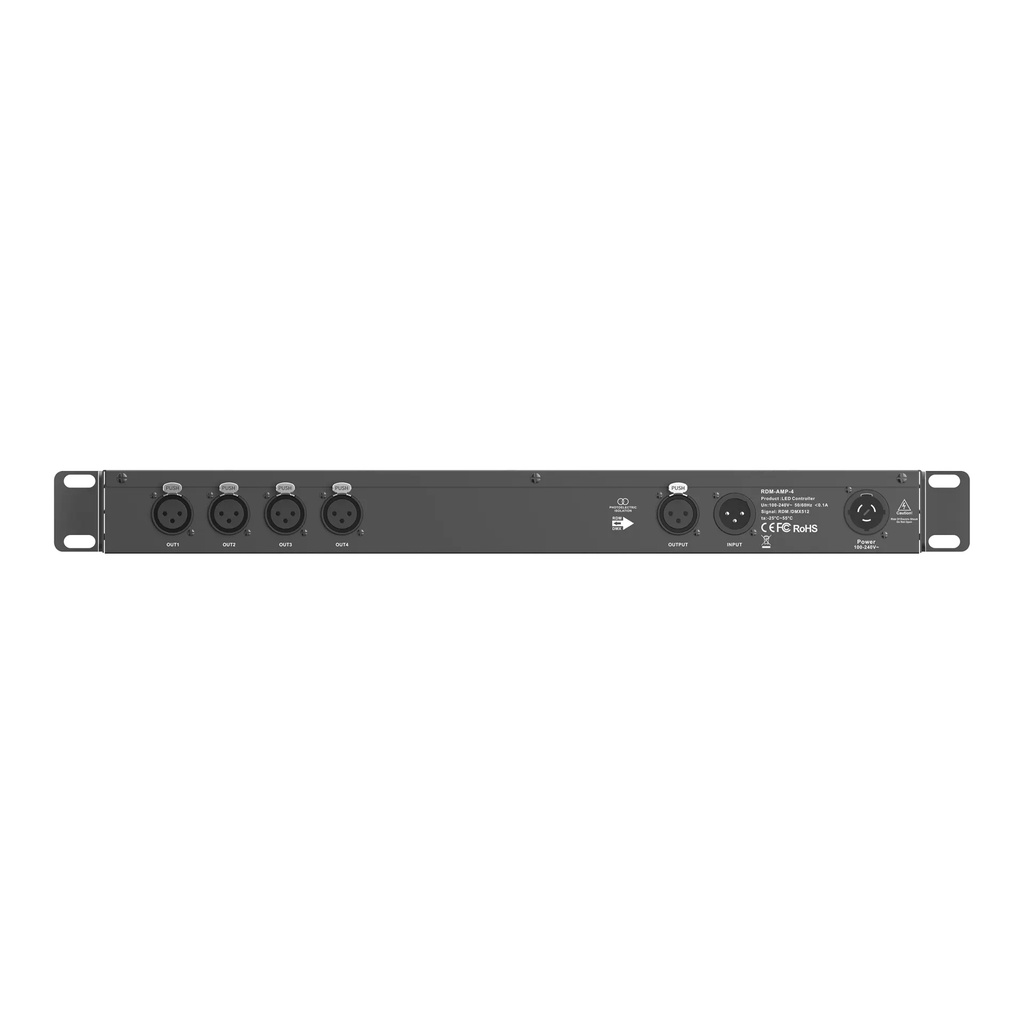 LTECH DMX/RDM 4CH Signal Amplifier 3-pin XLR - RDM-AMP-4 - 正视图