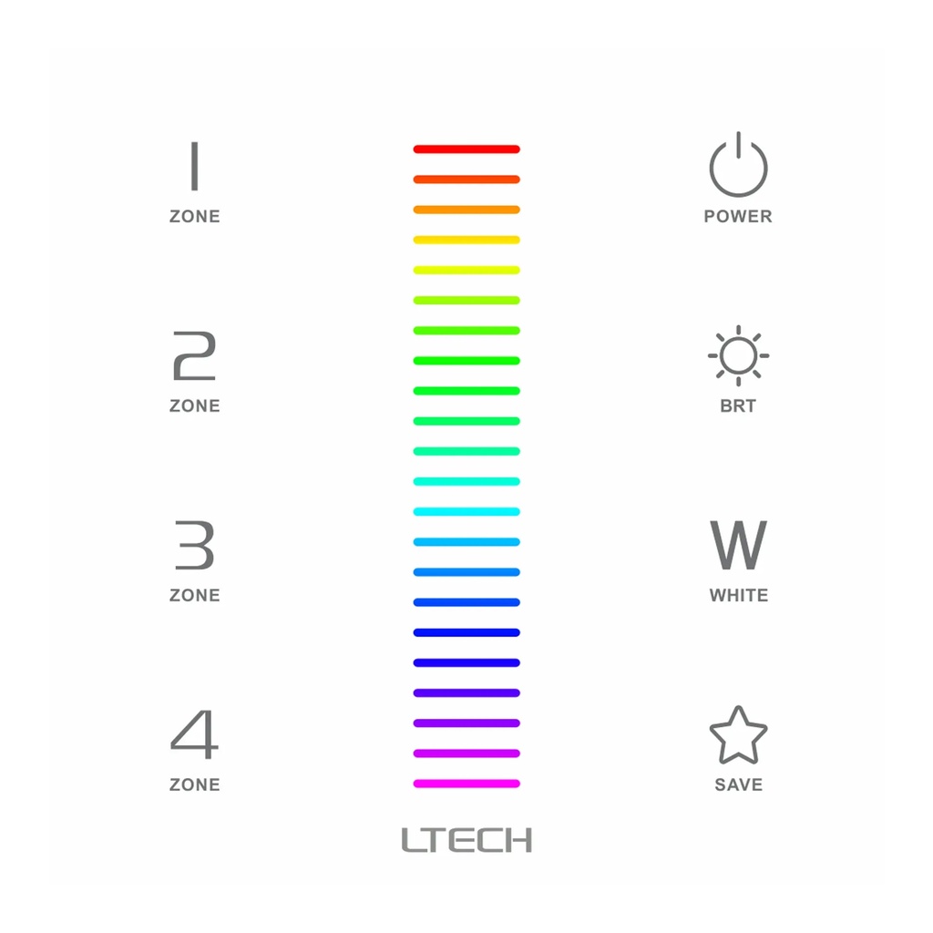 LTECH RF/DMX touch panel RGBW 4 zone - EX8 - RF/DMX