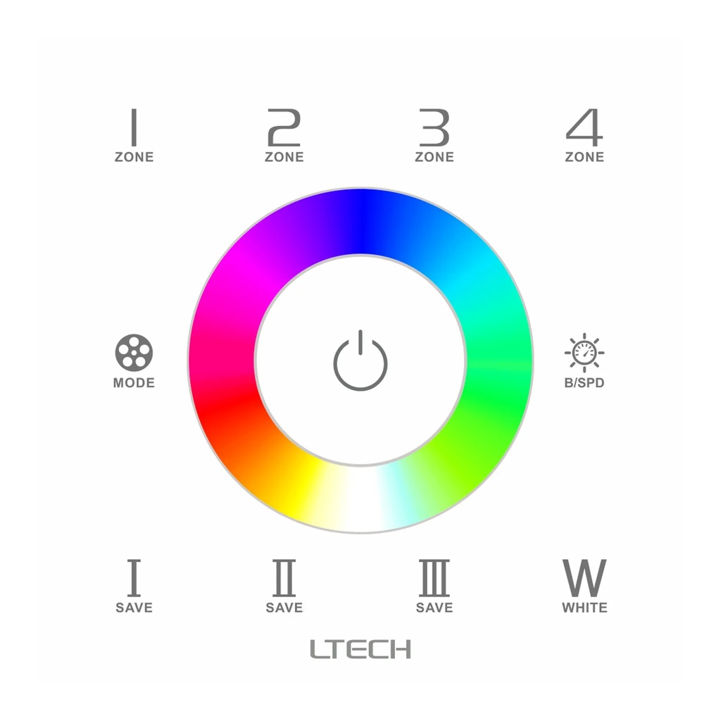 LTECH RF/DMX touch panel RGBW 4 zone - EX8S - RF/DMX