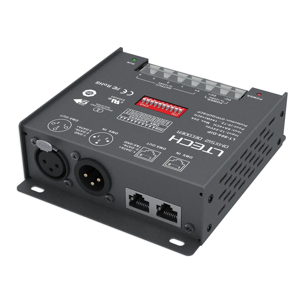 LTECH DMX/RDM LED driver CV 4x6A DIP Switch - LT-904-DIP - DIP立体图