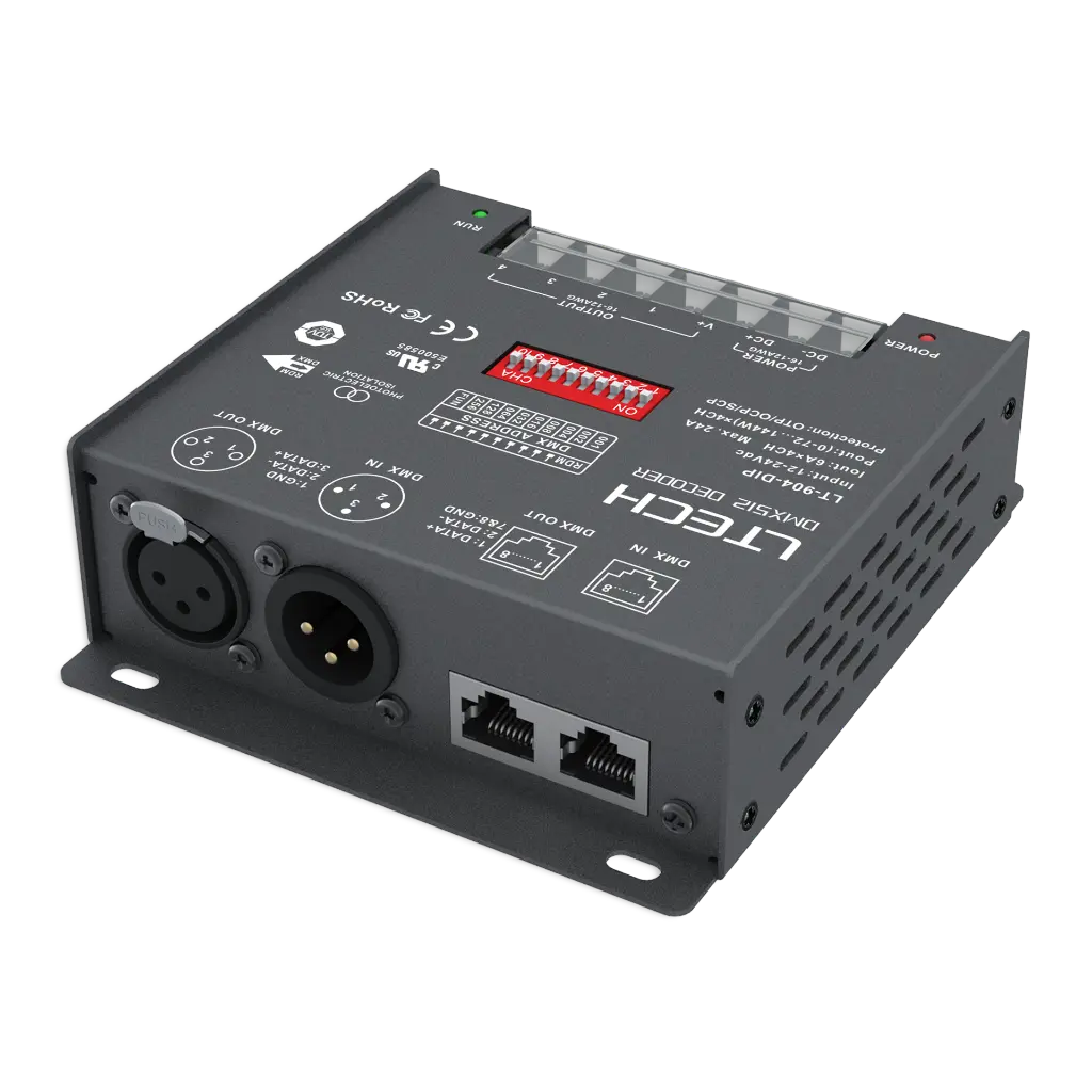 LTECH DMX/RDM LED driver CV 4x6A DIP Switch - LT-904-DIP - DIP立体图