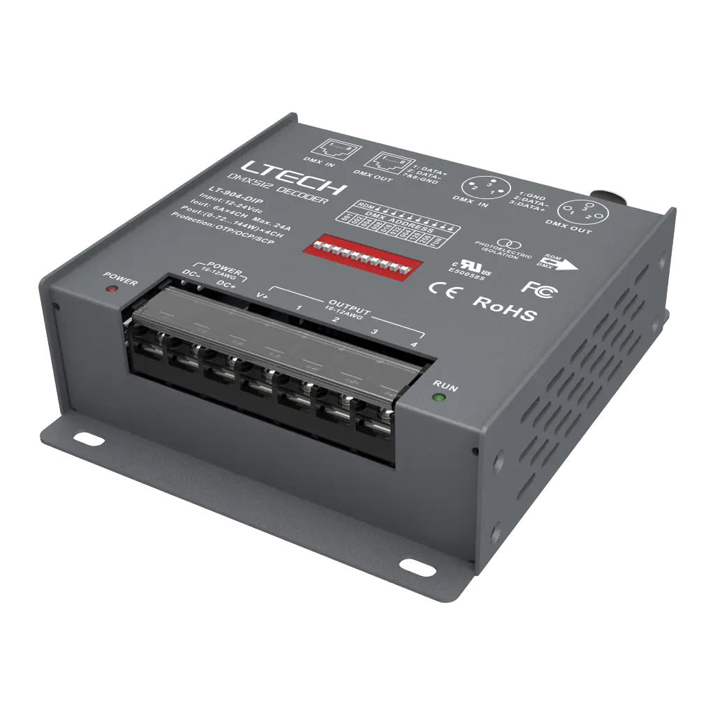 LTECH DMX/RDM LED driver CV 4x6A DIP Switch - LT-904-DIP - product photo