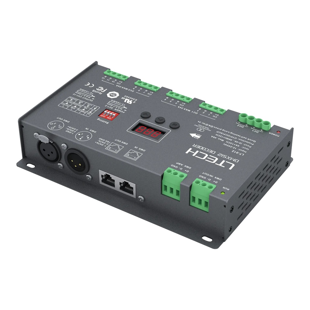 LTECH DMX/RDM LED driver CV 12x4A - LT-912 - 立体图