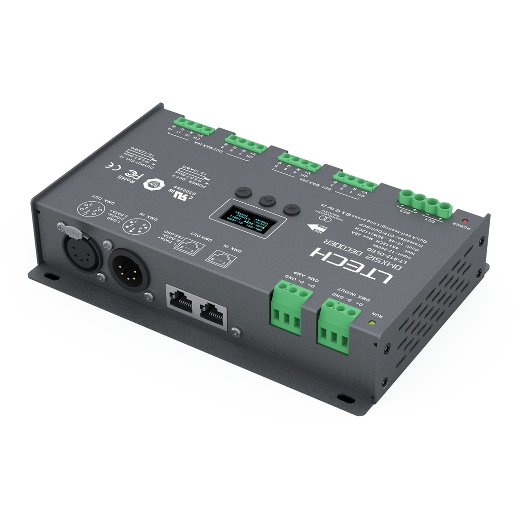 LTECH DMX/RDM LED driver CV 12x4A OLED - LT-912-OLED - 立体图