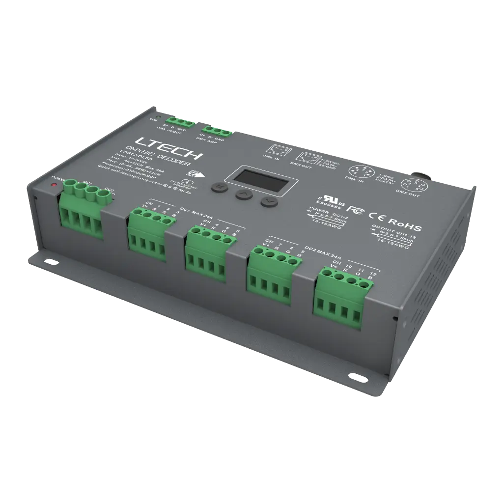 LTECH DMX/RDM LED driver CV 12x4A OLED - LT-912-OLED - product photo