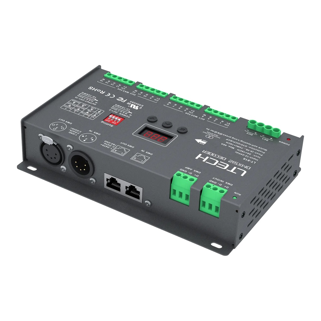 LTECH DMX/RDM LED driver CV 16x3A - LT-916 - 立体图