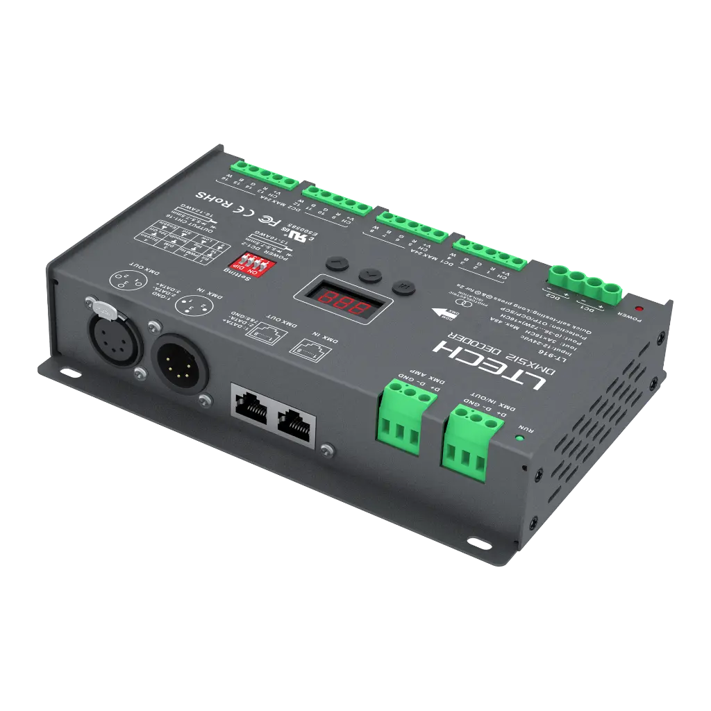 LTECH DMX/RDM LED driver CV 16x3A - LT-916 - 立体图