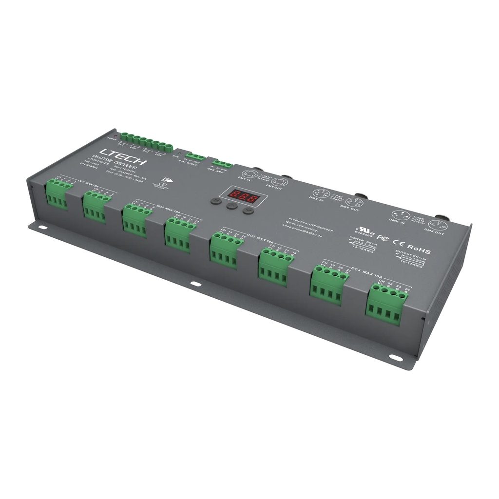 LTECH DMX/RDM LED driver CV 24x3A OLED - LT-924-OLED - product photo