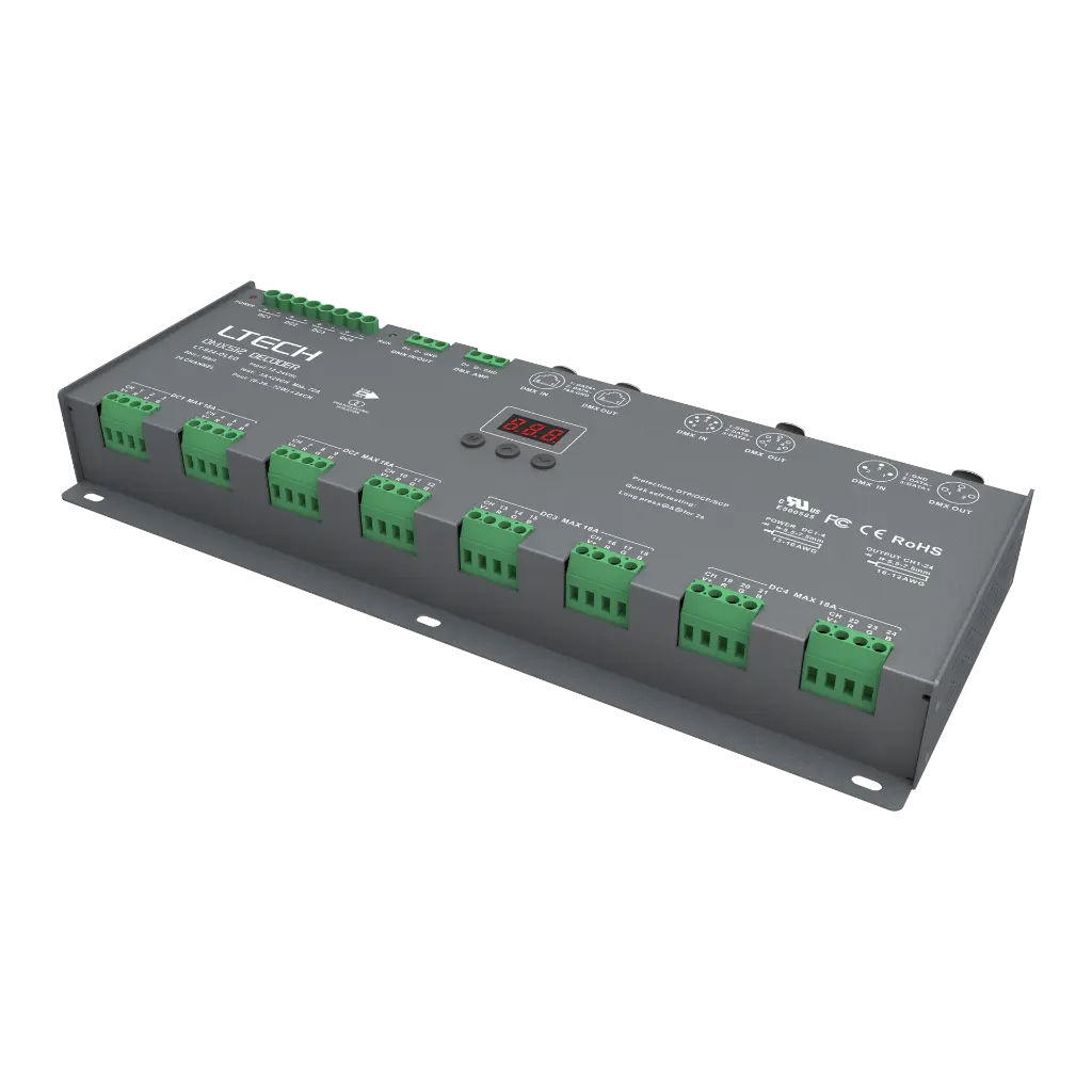 LTECH DMX/RDM LED driver CV 24x3A OLED - LT-924-OLED - product photo