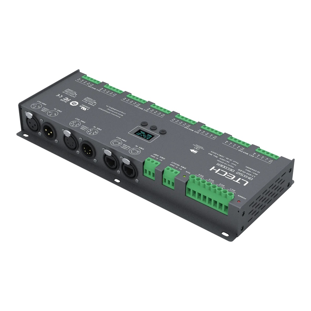 LTECH DMX/RDM LED driver CV 32x3A OLED - LT-932-OLED - 立体图