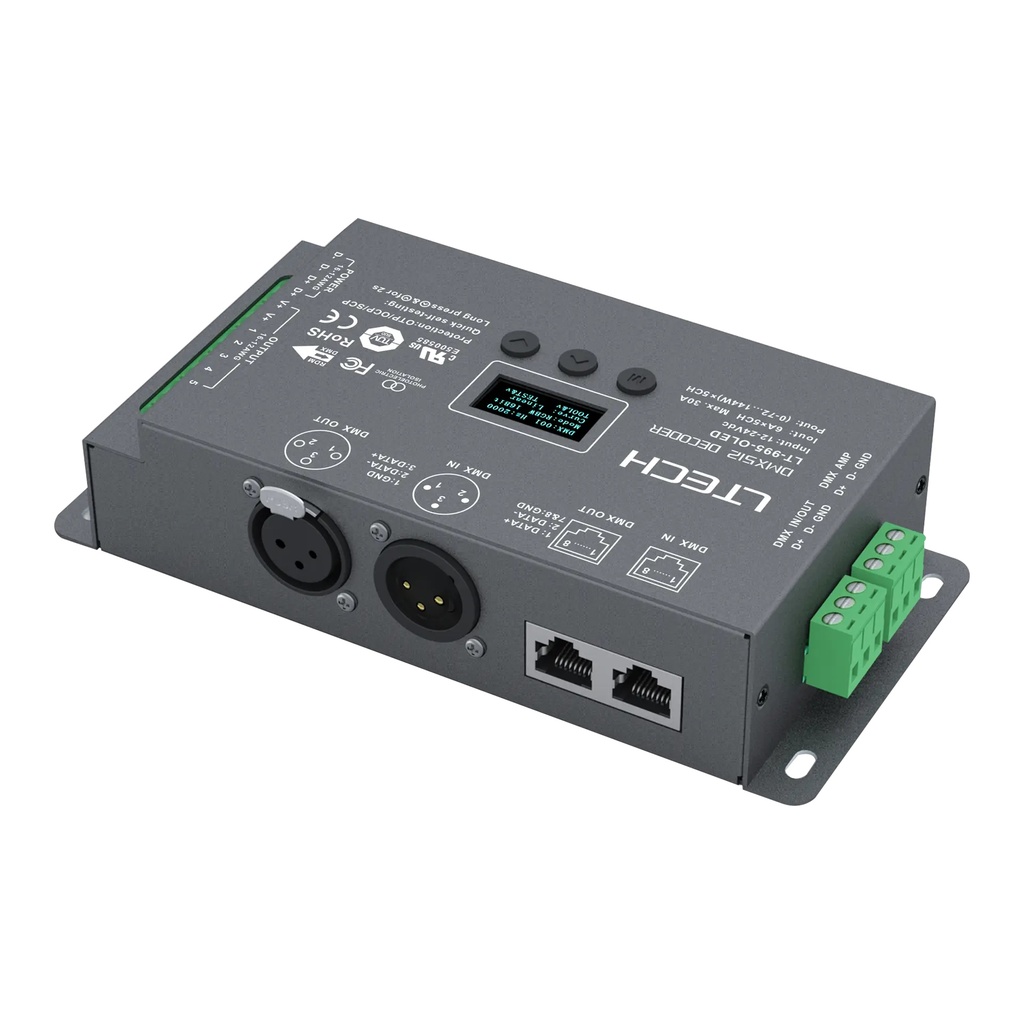 LTECH DMX/RDM LED driver CV 5x6A OLED - LT-995-OLED - 立体图
