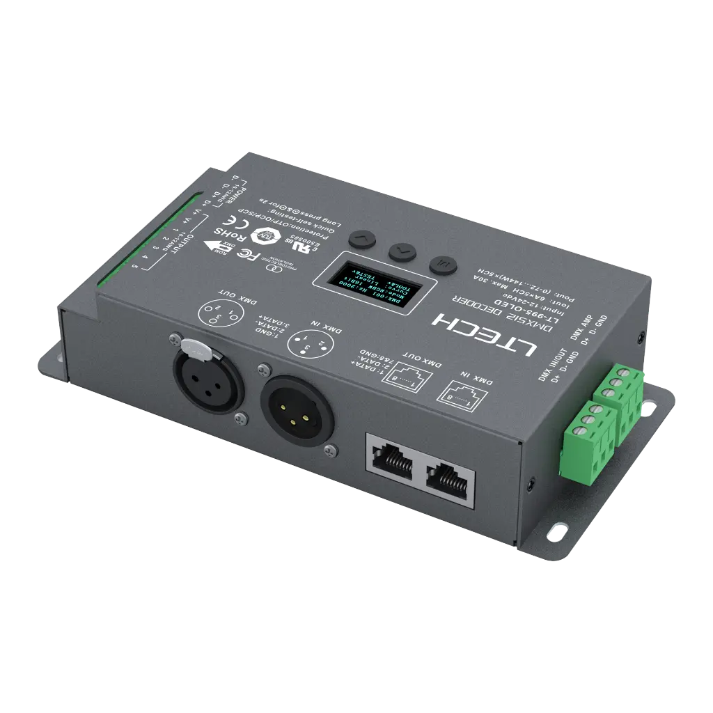 LTECH DMX/RDM LED driver CV 5x6A OLED - LT-995-OLED - 立体图