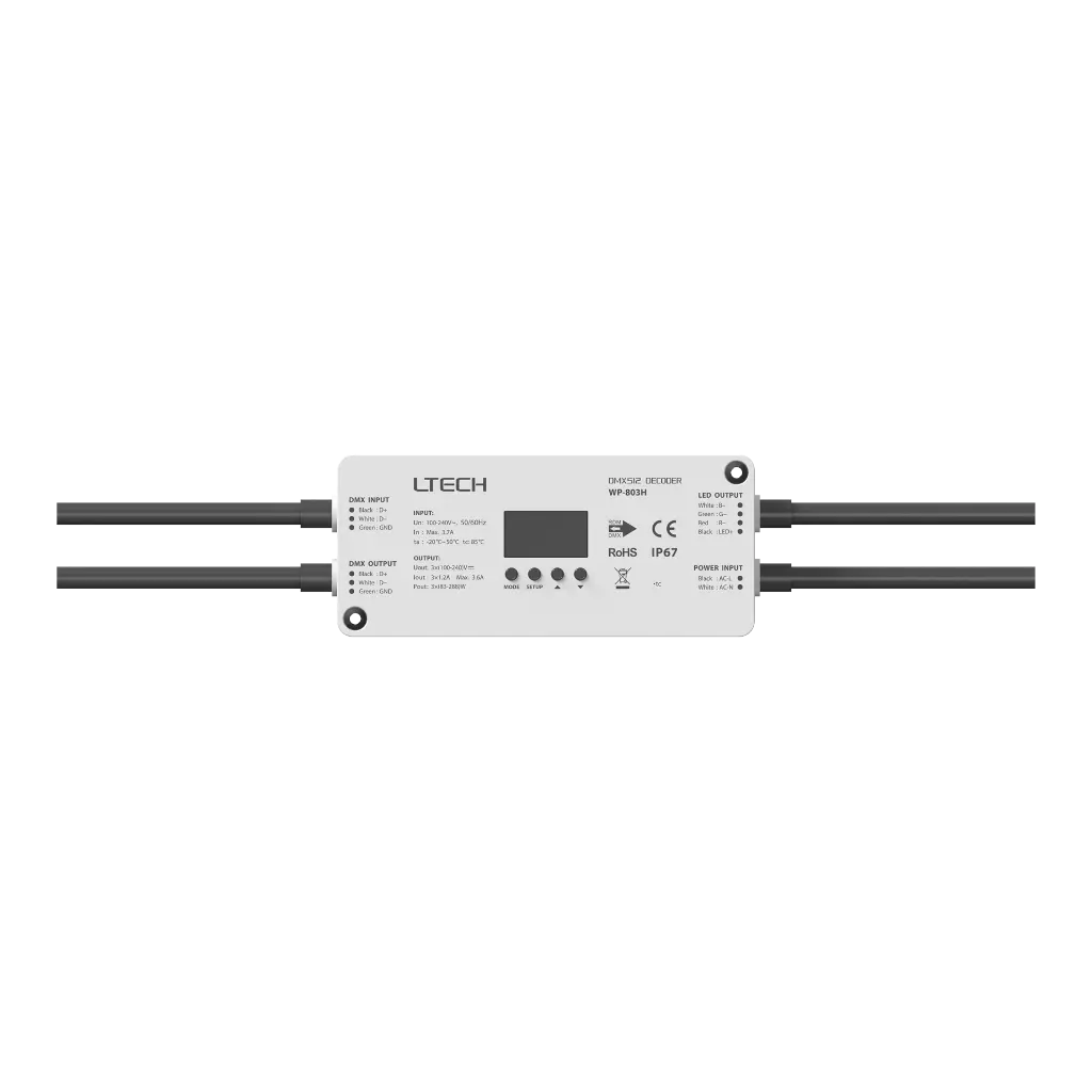 LTECH DMX/RDM LED driver high voltage AC IP67 3ch - WP-803H - 正面