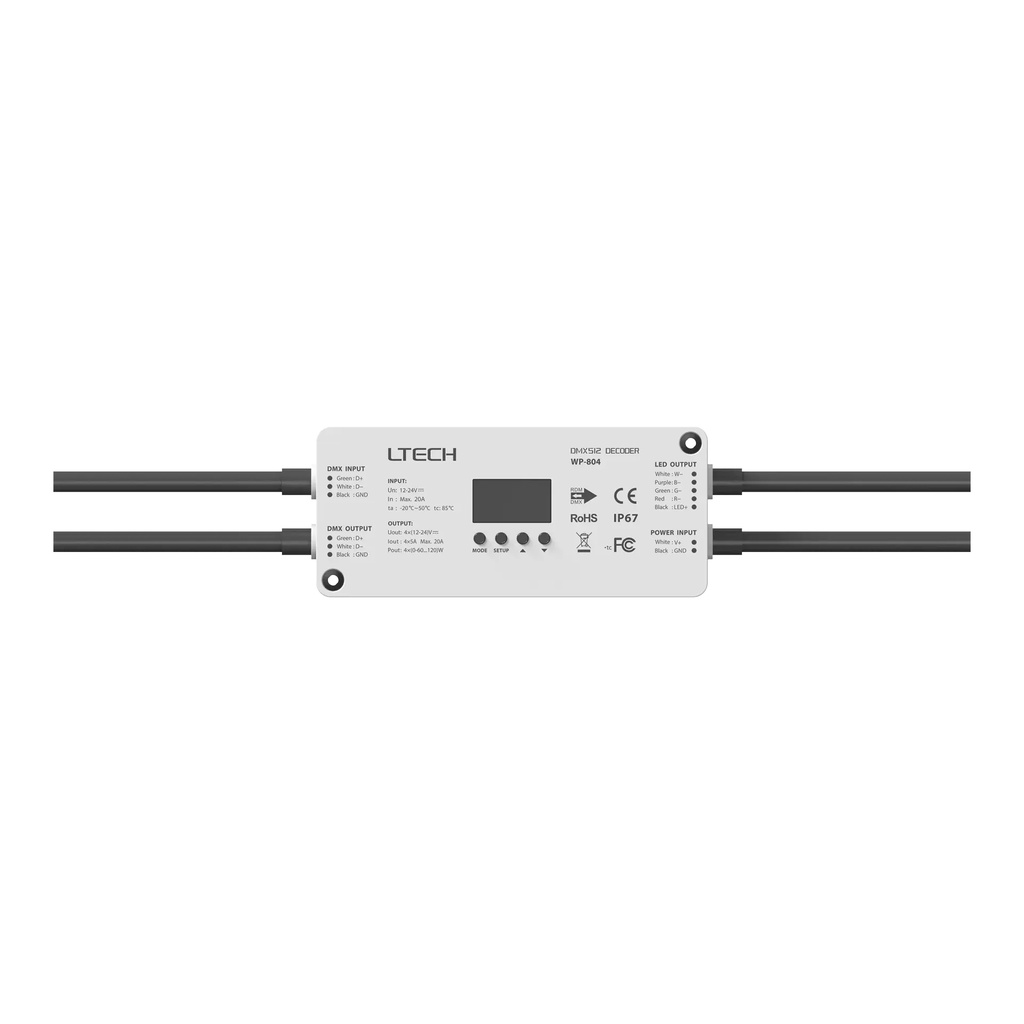 LTECH DMX/RDM LED driver CV 4x5A IP67 - WP-804 - 正面