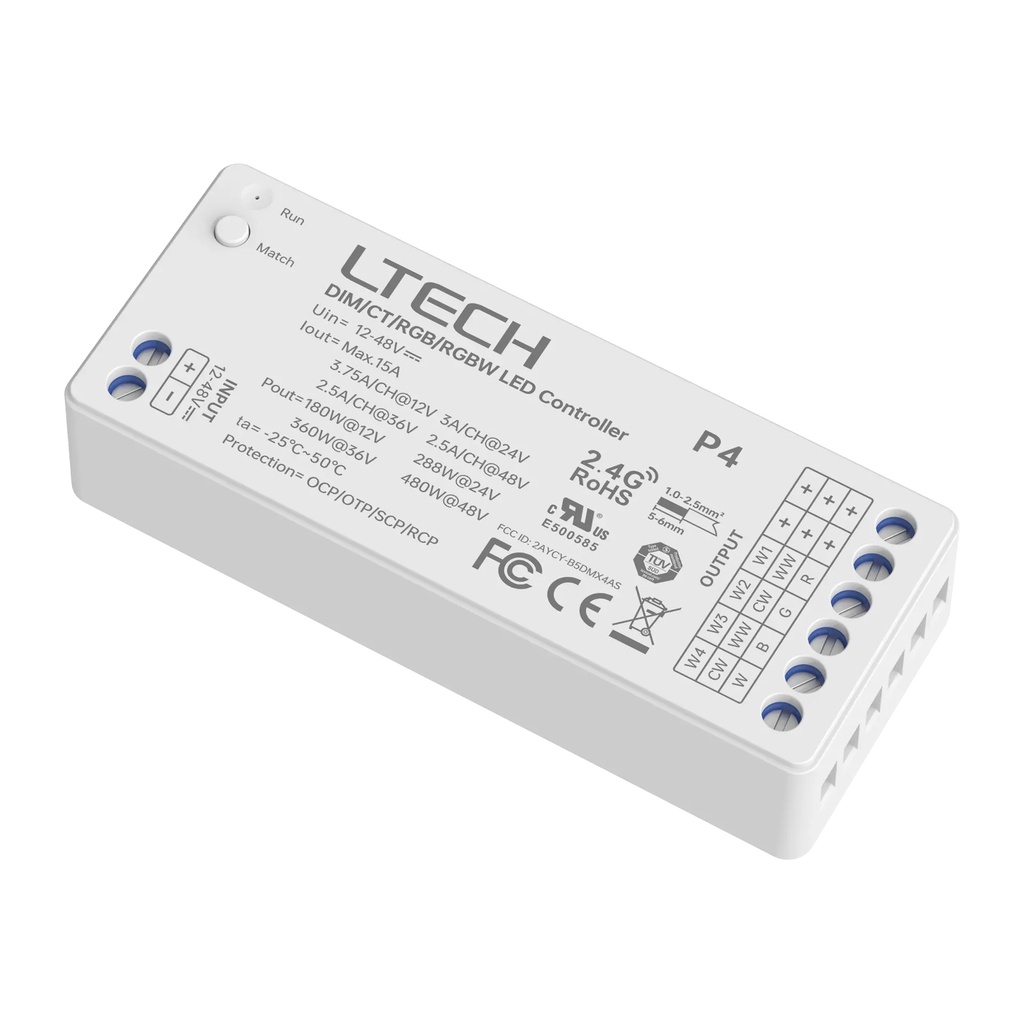 LTECH Mini RF remote + receiver CV 15A RGBW - M4A+P4 - product photo