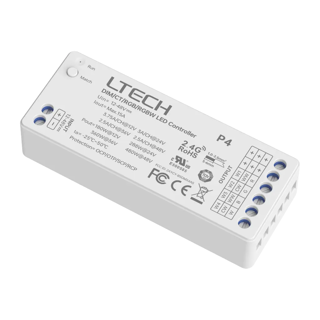 LTECH Mini RF remote + receiver CV 15A RGBW - M4A+P4 - product photo