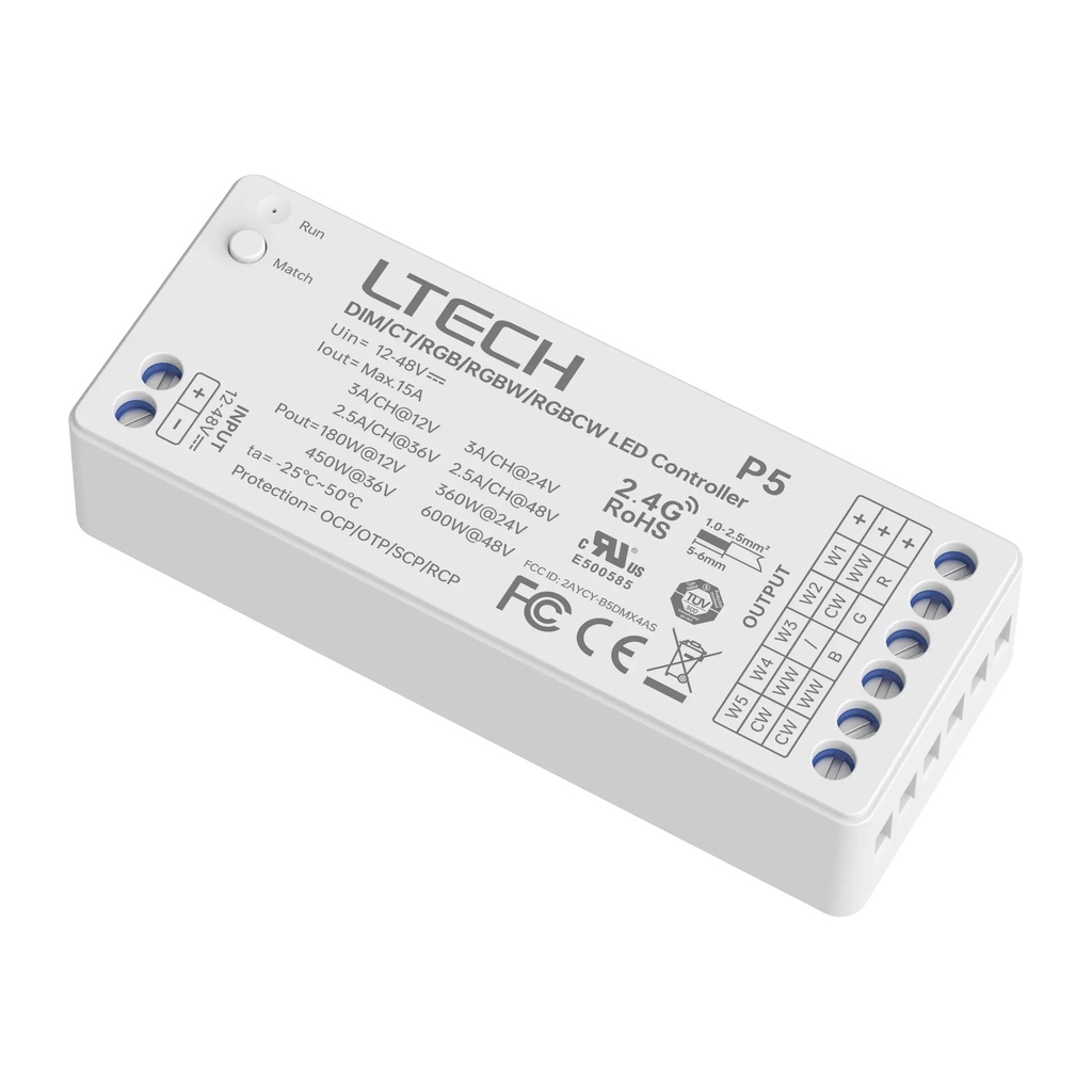 LTECH Mini RF remote + receiver CV 15A RGBCT - M5A+P5 - product photo