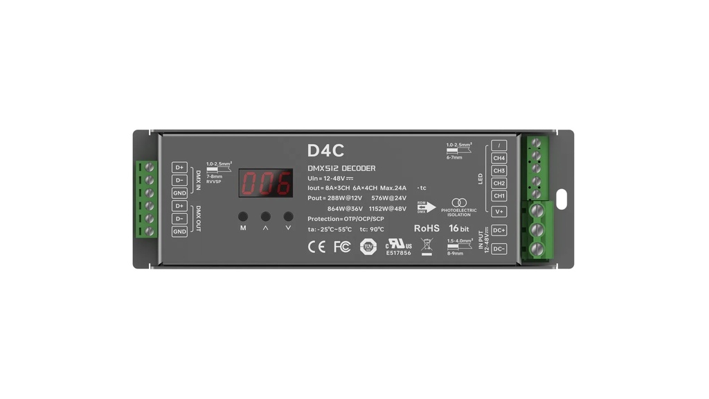 LTECH DMX LED driver CV 3x8A / 4x6A screw terminal - D4C -