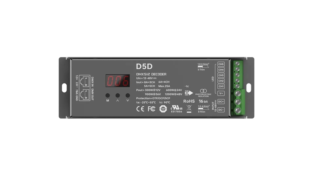 LTECH DMX LED driver CV 3x8A / 4x6A / 5x5A RJ45 - D5D -