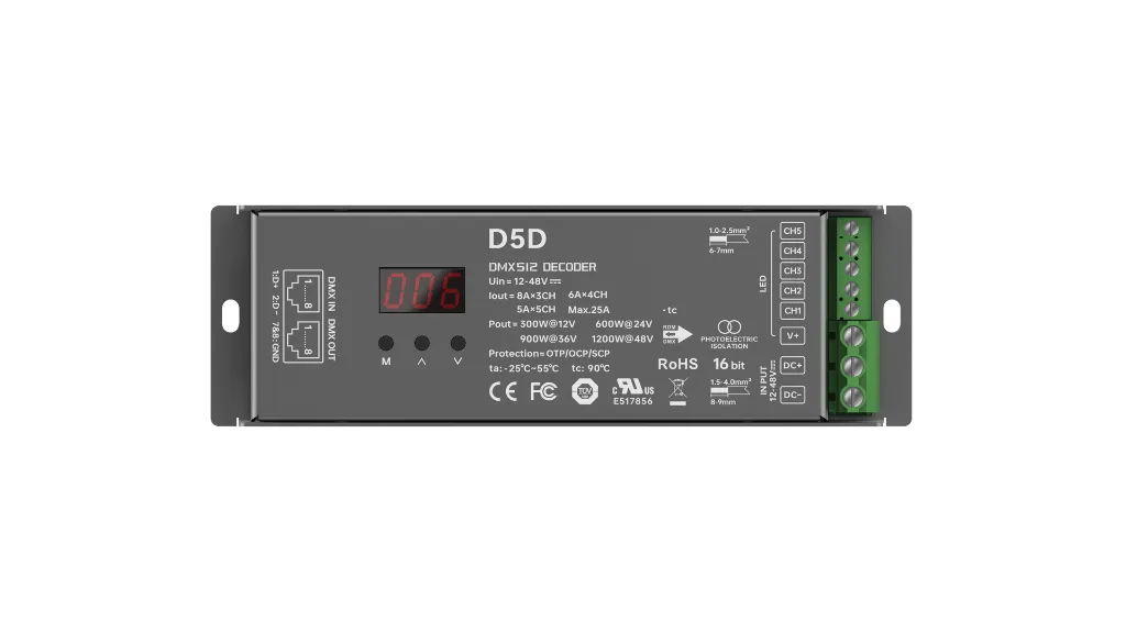 LTECH DMX LED driver CV 3x8A / 4x6A / 5x5A RJ45 - D5D -