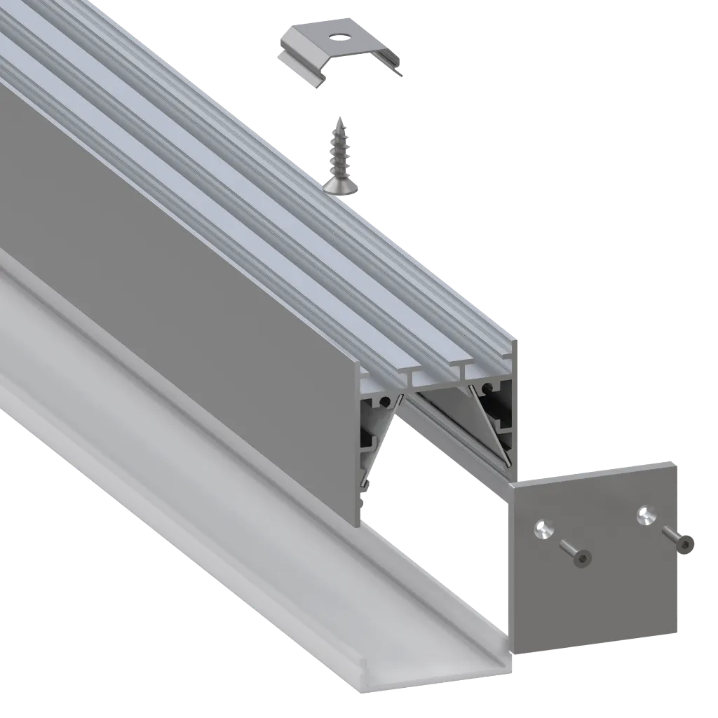 Aluminium Profile 3535 - exploded assembly view, ceiling mount