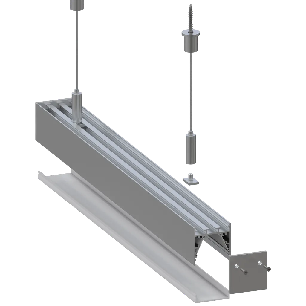 Aluminium Profile 3535 - exploded assembly view, pendant