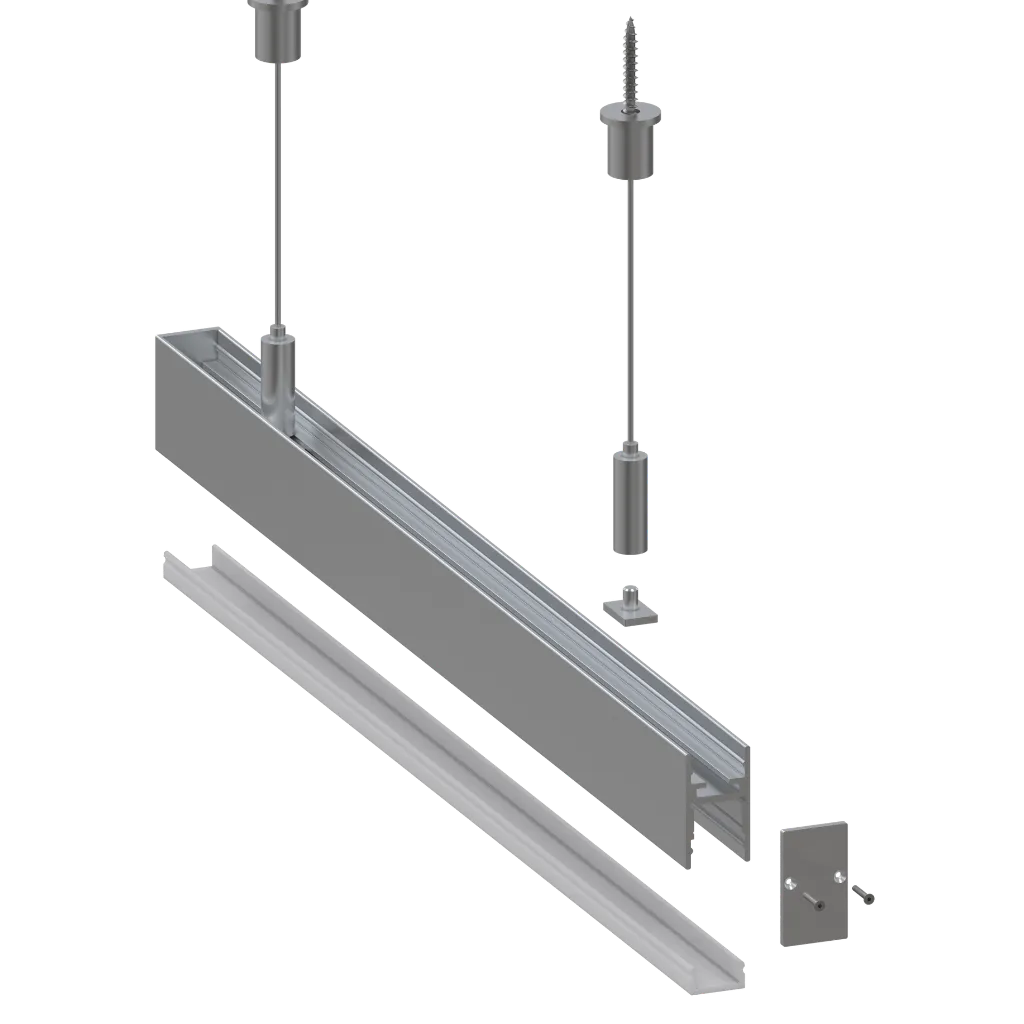 Aluminium Profile High - exploded assembly view LED H assembly pendant