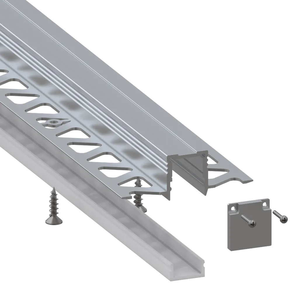 Aluminium Profile High plaster - exploded assembly view LED stuc assembly ceiling mount