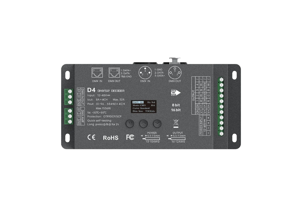 LTECH LTSYS Decoder CV DMX 4CH - D4 - (front view)