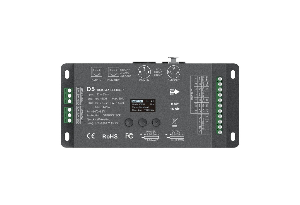 LTECH LTSYS Decoder CV DMX 5CH - D5 - (front view)