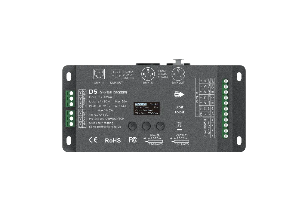 LTECH LTSYS Decoder CV DMX 5CH - D5 - (front view)