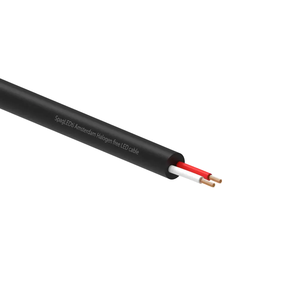 Flexible Rubber LED Cable 2 cores black - 100m