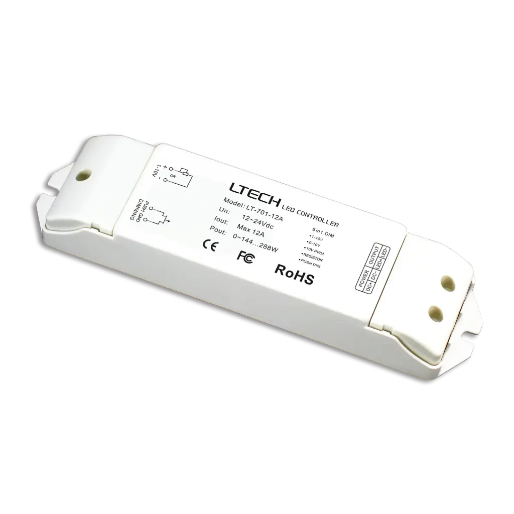 LTECH 0-10V/Push LED driver CV 1x12A - LT-701-12A
