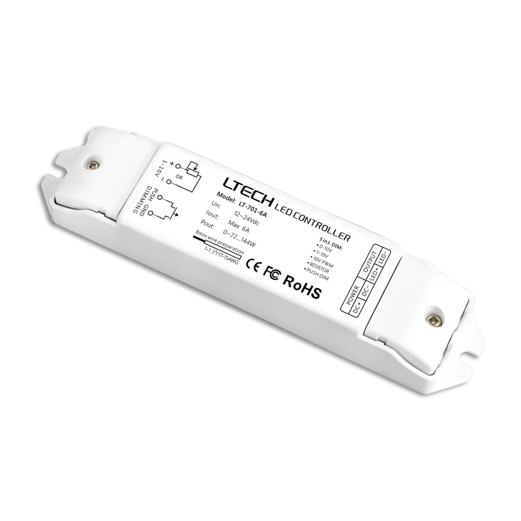 [2263300] LTECH 0-10V/Push LED driver CV 1x6A - LT-701-6A