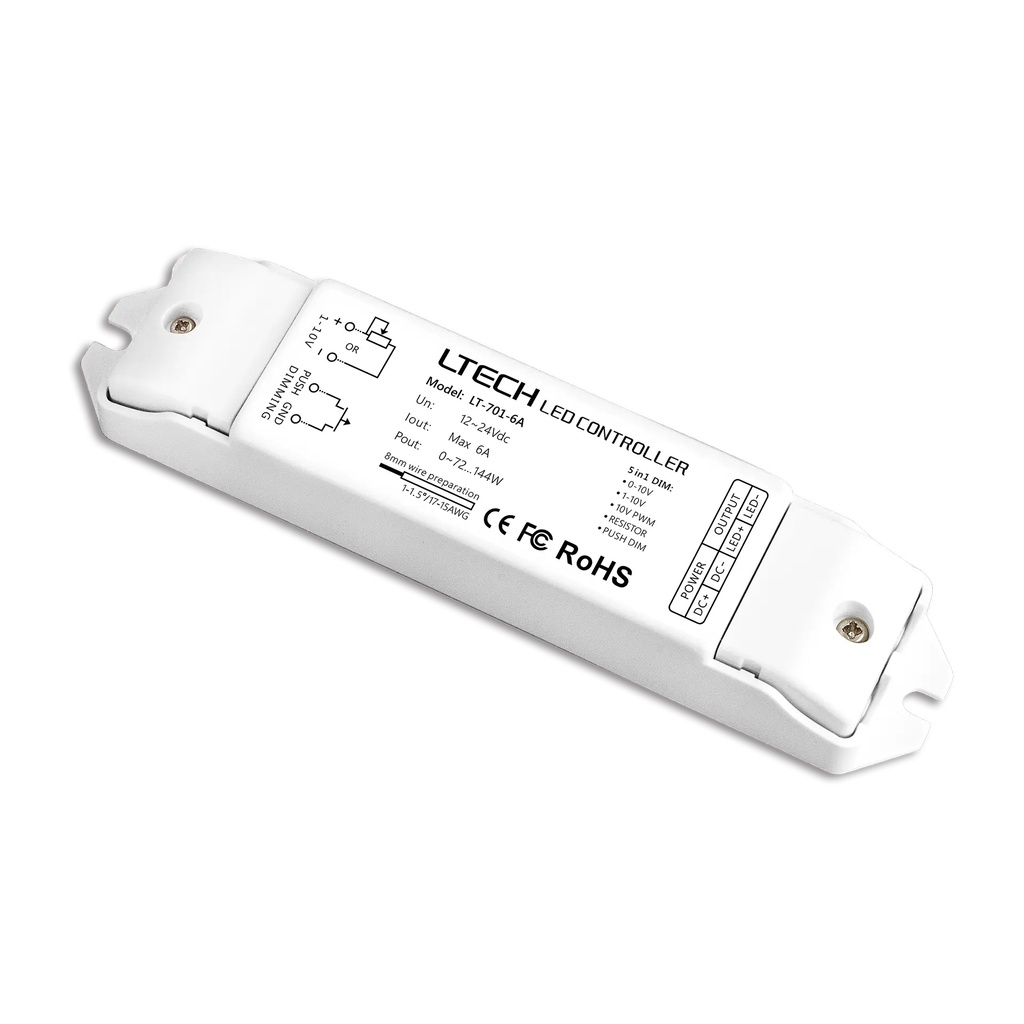 [2263300] LTECH 0-10V/Push LED driver CV 1x6A - LT-701-6A