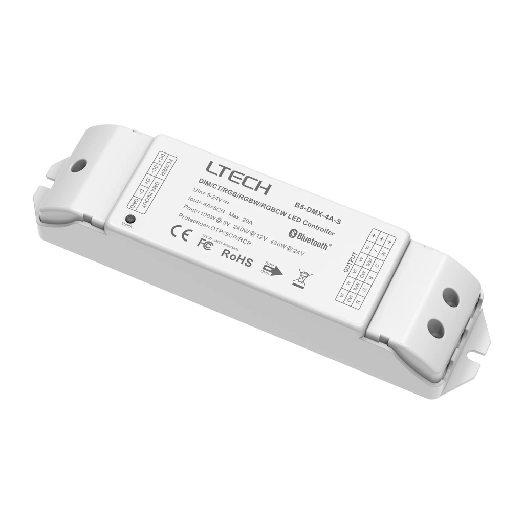 [2863101] LTECH Bluetooth/DMX controller 5x4A - B5-DMX-4A-S