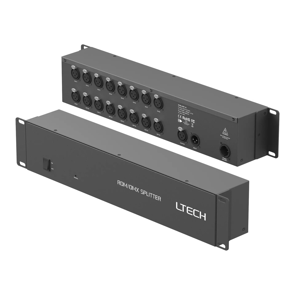 [2320810] LTECH DMX/RDM 16CH Signal Amplifier 3-pin XLR - RDM-AMP-16