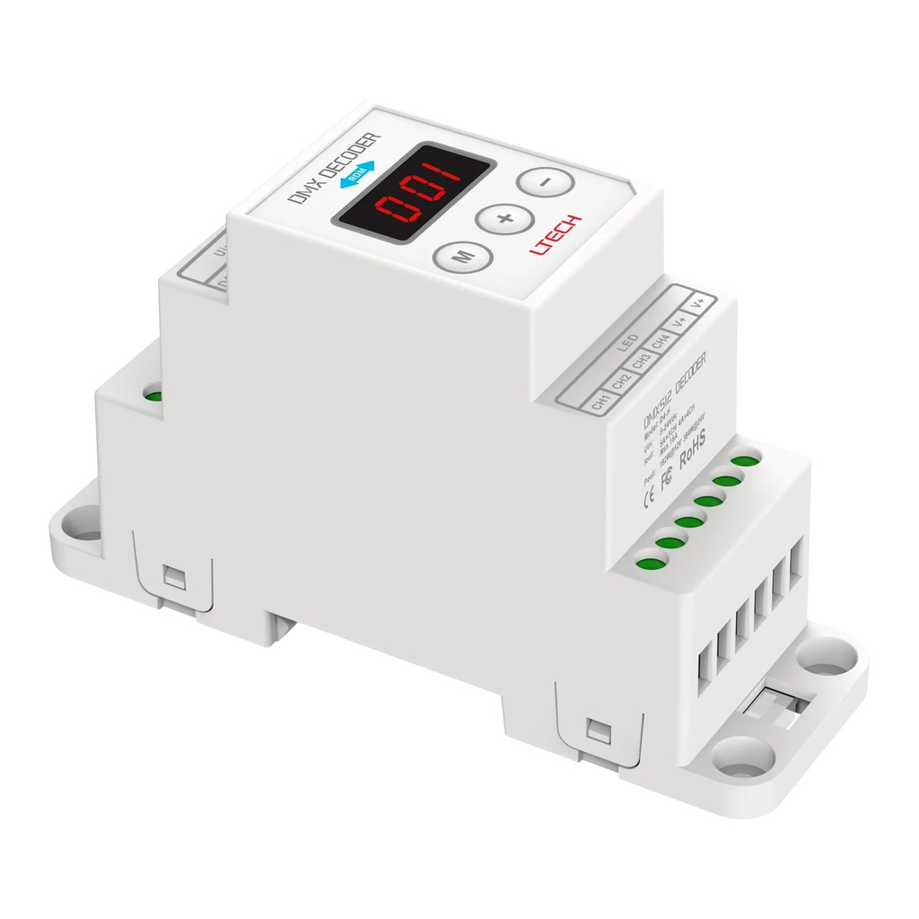 [2272301] LTECH DMX LED driver CV 3x5A / 4x4A Dinrail - D4-H
