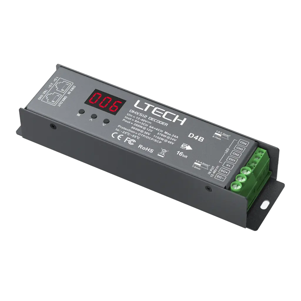 LTECH DMX LED driver CV 3x8A / 4x6A RJ45 - D4B