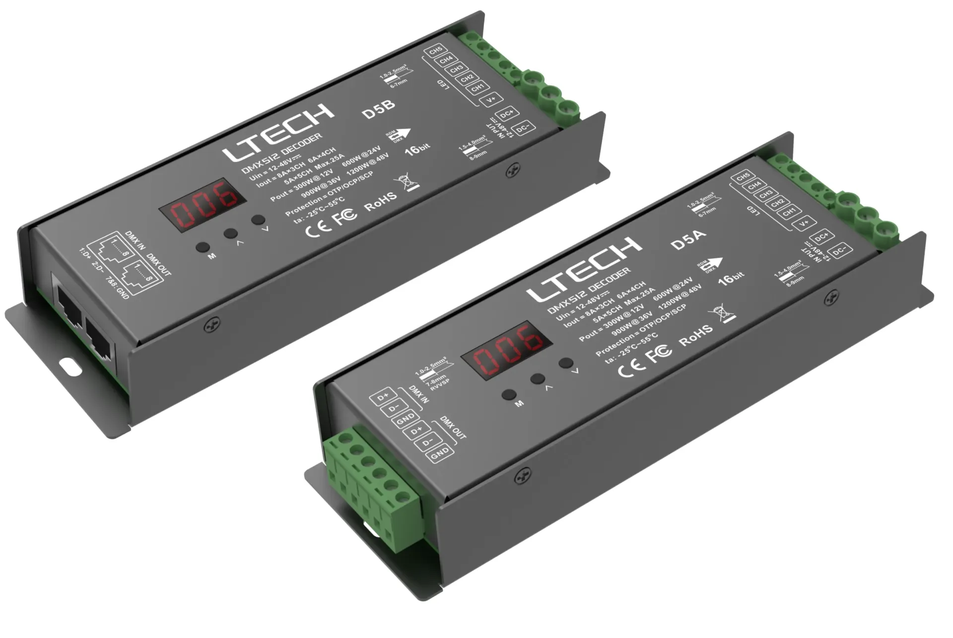 [2285611] LTECH DMX LED driver CV 3x8A / 4x6A / 5x5A RJ45 - D5B